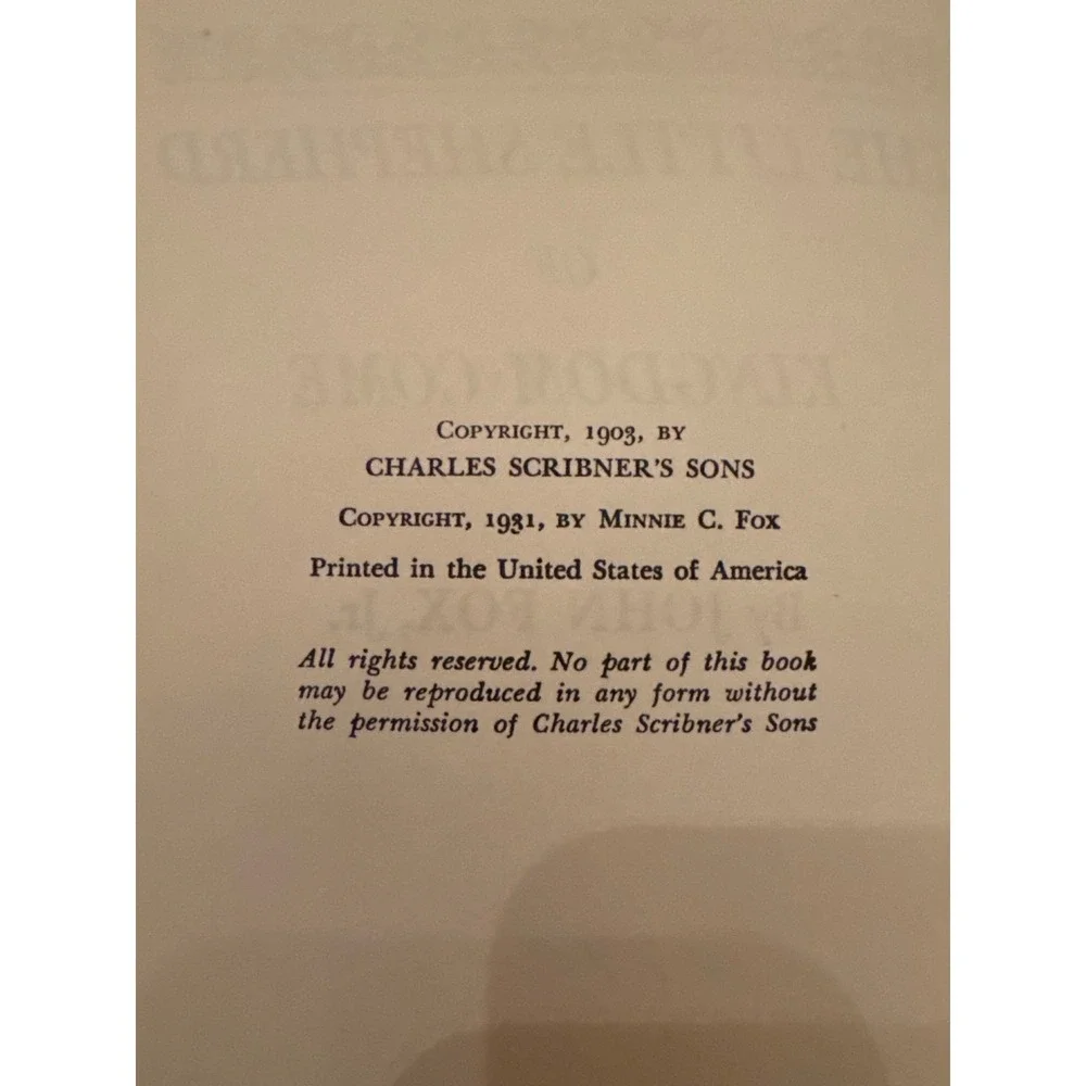 The Little Shepherd Of Kingdom Come  John Fox Jr. 1931‎ Library Copy Hardcover